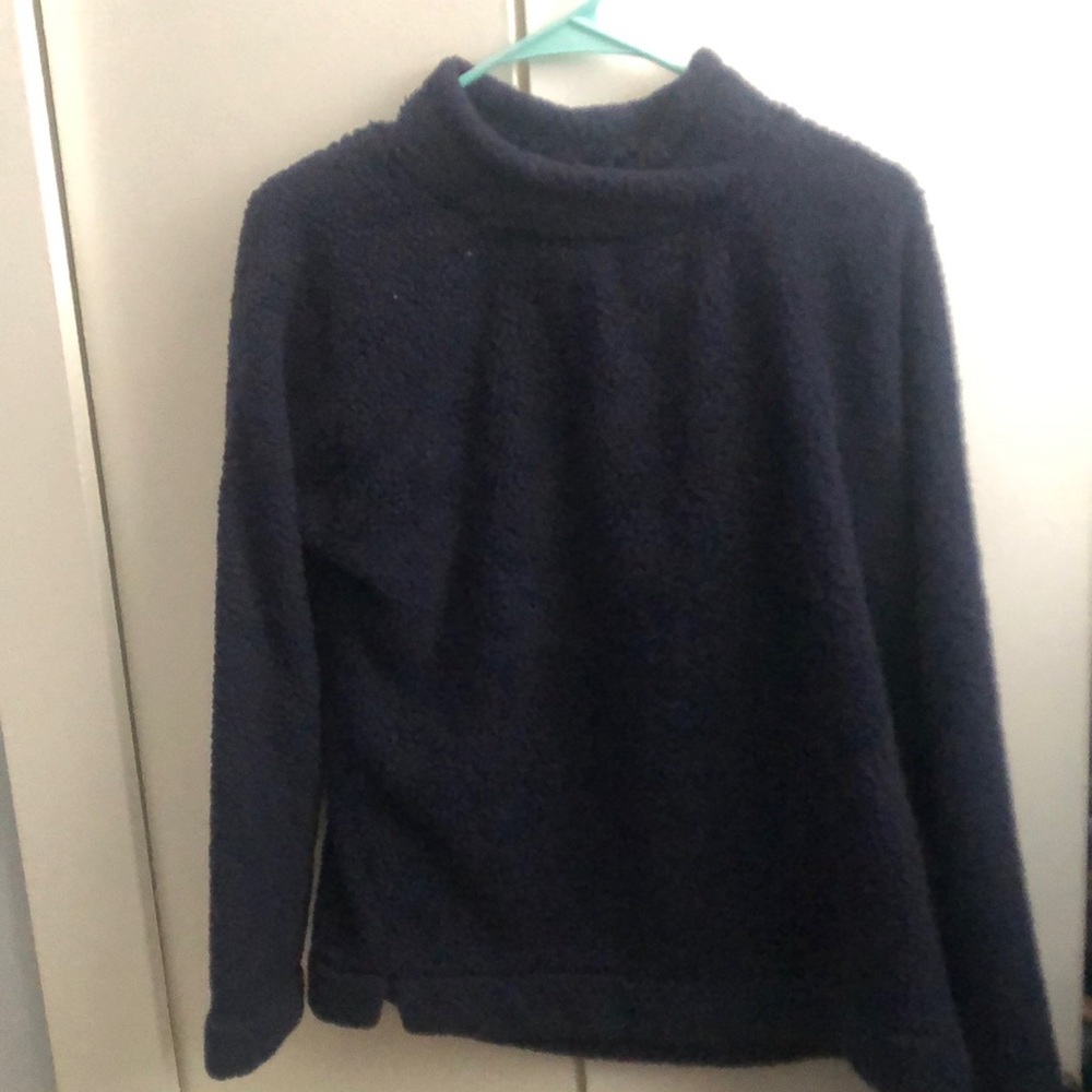 Navy blue fluffy sweater pullover